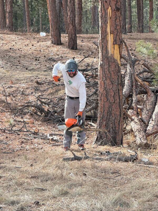 Starting a chainsaw